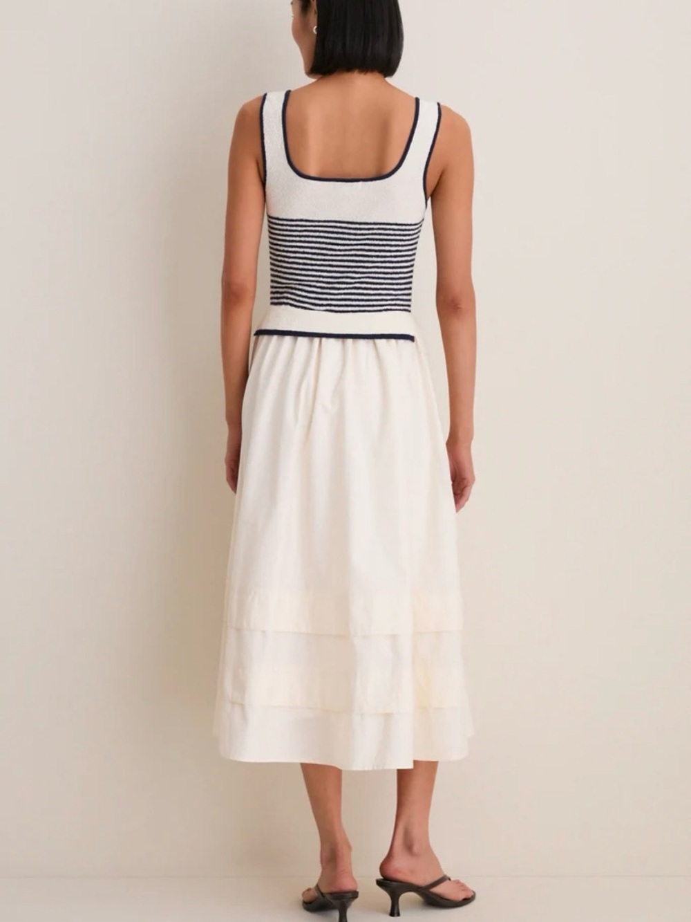 NWOT Moon River Cream striped Midi Dress, size medium - Picture 9 of 10